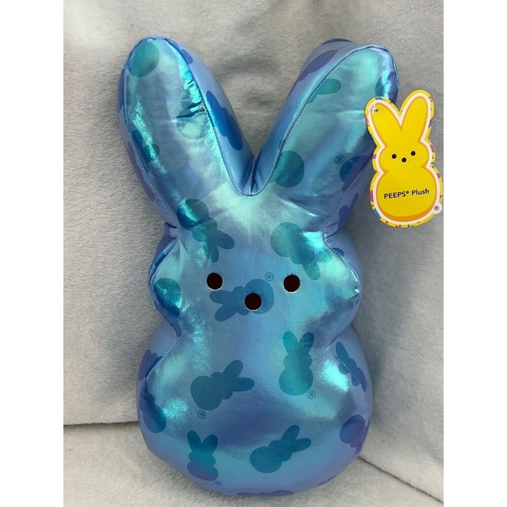 Dandee 15” Peeps Shiny Metallic Blue Bunny Easter Plush Pillow